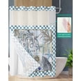 thumbnail image 2 of No Hook Shower Curtain with Snap in Liner, Ocean Nautical Starfish Octopus Coral Shell Plaid Hotel Shower Curtains for Bathroom, Washable Shower Curtain Liner Set with Mesh Top Window, 48"x72", 2 of 6