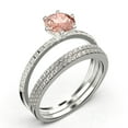 thumbnail image 3 of Beautiful Art Deco 2.25 Carat Round Cut Morganite And Diamond Moissanite Engagement Ring, Wedding Ring, Two Matching Band in 10k Solid White Gold, Gift For Her Gift For Girlfriend Promise Ring, 3 of 4