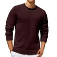 thumbnail image 2 of UVEASISHA Men's Fall Knit Pullover Casual Round Neck Long Sleeve Sweater Tops Comfy Soft Knitted Cotton Sweaters 2025 Fashion Lightweight Jumpers Clearance Sales Today Wine 3XL, 2 of 6