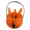 thumbnail image 1 of Caldero de Halloween con utensilio para mesa, minidecoración portátil reutilizable, recuerdos de fiesta para niños, caldero de , cubo de Naranja, 1 of 8