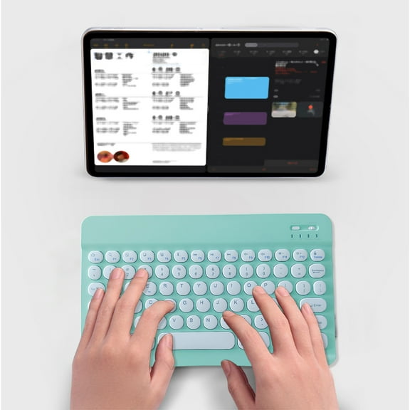 YiBai Wireless Keyboard, Bluetooth Keyboard Color Backplane Keyboard Round Cap Keyboard Portable BT Wireless Keyboard For Android PC Tablet #.167, Mint Green