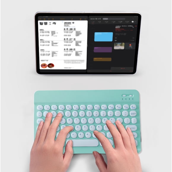 Birdeem Tablet with Keyboard, Wireless Bluetooth Keyboard, Bluetooth Keyboard Color Backplane Keyboard Round Cap Keyboard Portable Bt Wireless Keyboard for Android Pc Tablet