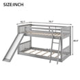 thumbnail image 2 of Harper & Bright Designs Twin over Twin Low Bunk Bed with Slide, Solid Wood Bunk Beds Frame with Ladder for Bedroom, Gray, 2 of 10