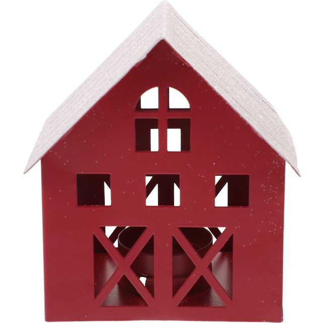 WEUVEB Casita De Decorativa De Hierro Oscuro Con Portavelas Para Y Escritorio