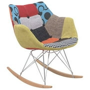LeisureMod Willow Patchwork Fabric Eiffel Rocking Chair, Multi color