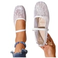 thumbnail image 4 of Samdudou Ballet Flats for Women Closed Toe Square Front Mary Jane Shoes Romantic Sheer Lace Mesh Floral Pattern Breathable Slip On Footwear with Elastic Strap for Everyday, 4 of 9