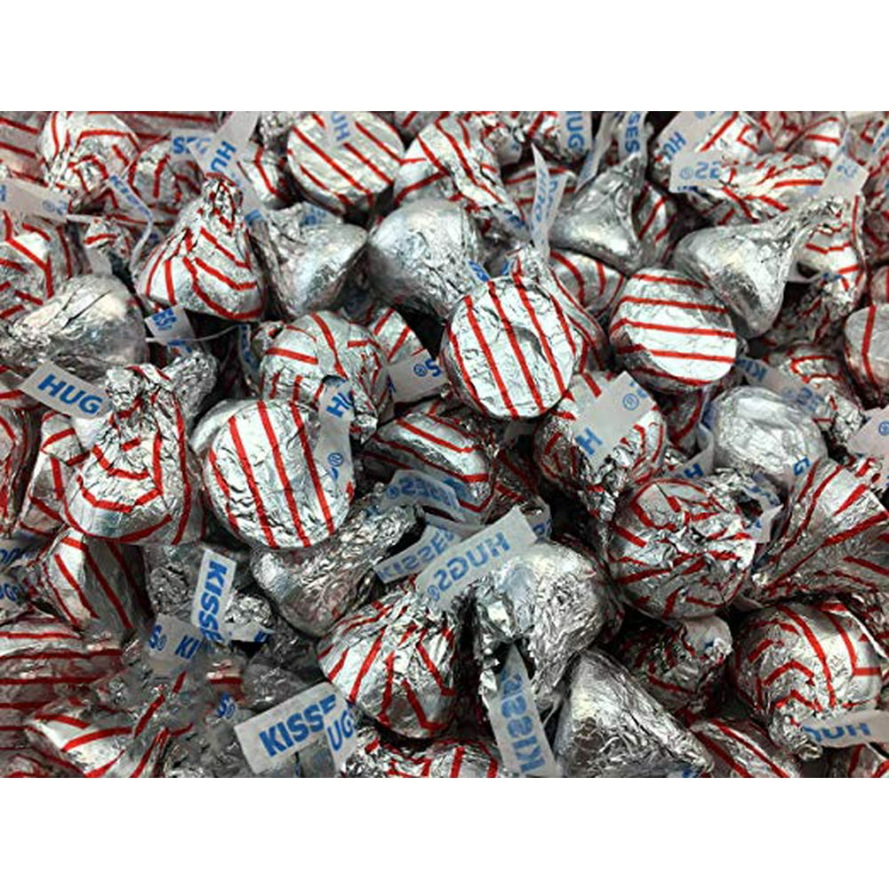 Hershey's Kisses, Hugs Creme and Milk Chocolate Kisses Mix, Red Striped