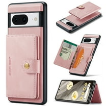 Wallet Case for Google Pixel 9a, Retro PU Leather Shockproof Phone Case Magnetic Snap Back Cover Detachable with Card Holder Pocket Wallet Stand for Google Pixel 9a, Pink
