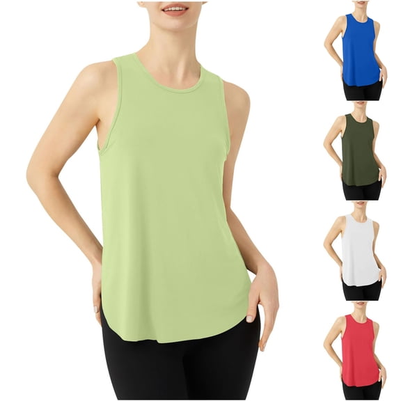 Oksale Sports Tank Tops for Women Lightweight Cozy Sleeveless Athletic Top Breathable Soft Cozy Loose Running Workout Fitness Clothing Green S