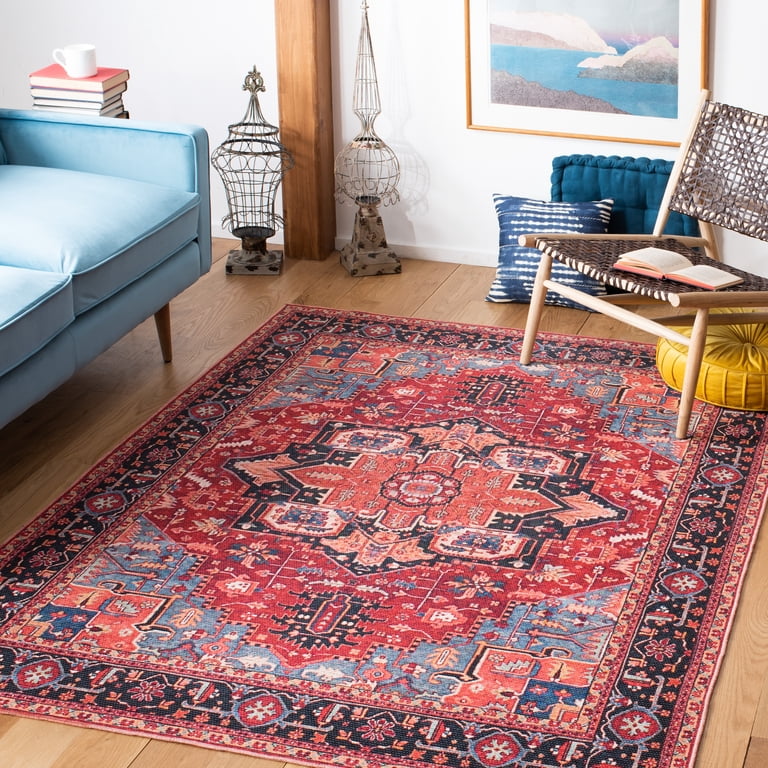Tapis Safavieh Shivan 8x10 Pieds - Style Vintage Délavé - Couleur Bleu/rouge - Polypropylène Résistant