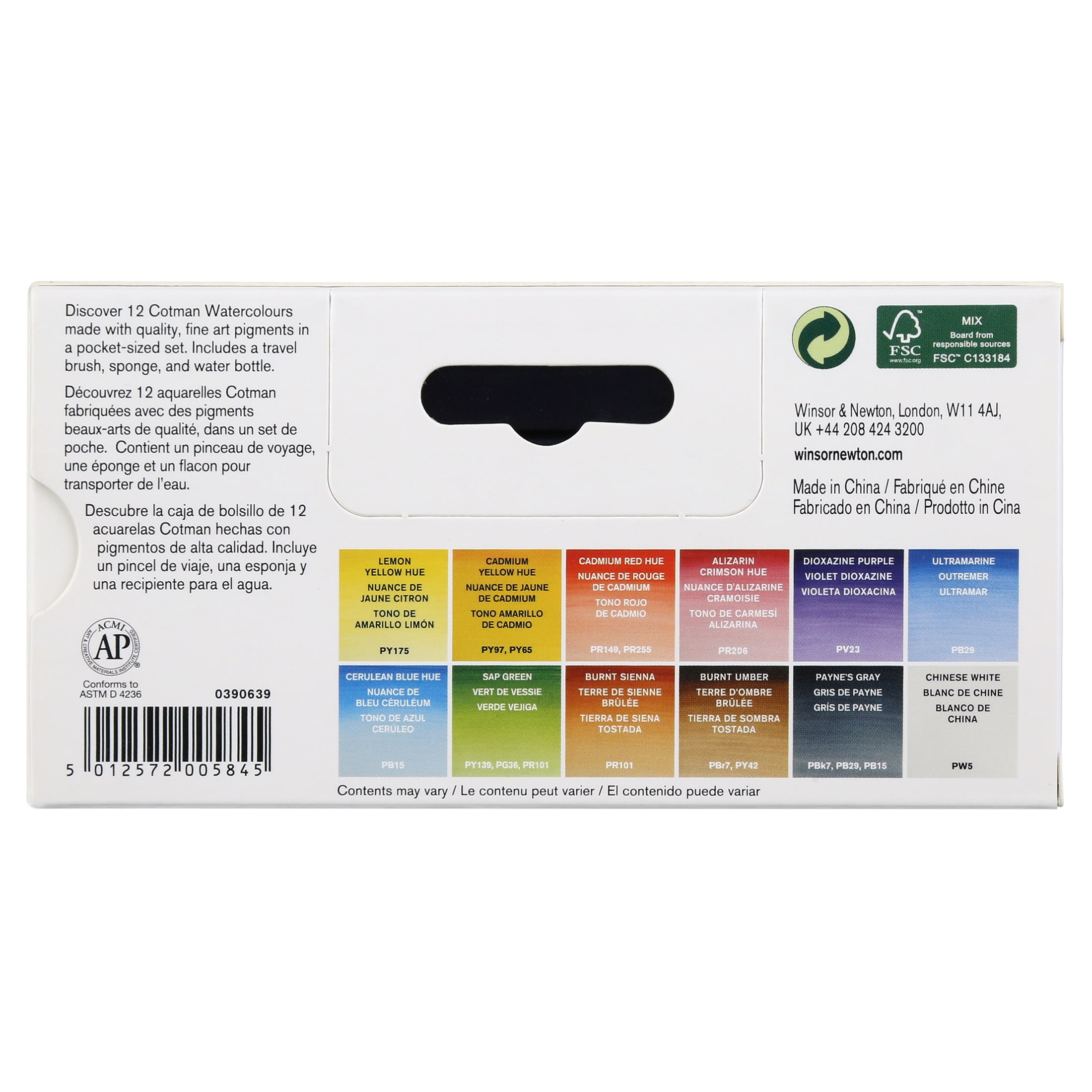 Winsor & Newton Cotman 12 Half Pans Vibrant Matte Watercolor Art Paints & Pigment Powders Pack