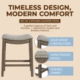thumbnail image 3 of ROME + OAK Parker Backless Saddle Kitchen Counter Stool, Walnut, Grey Upholstery, Set of 3, 3 of 13