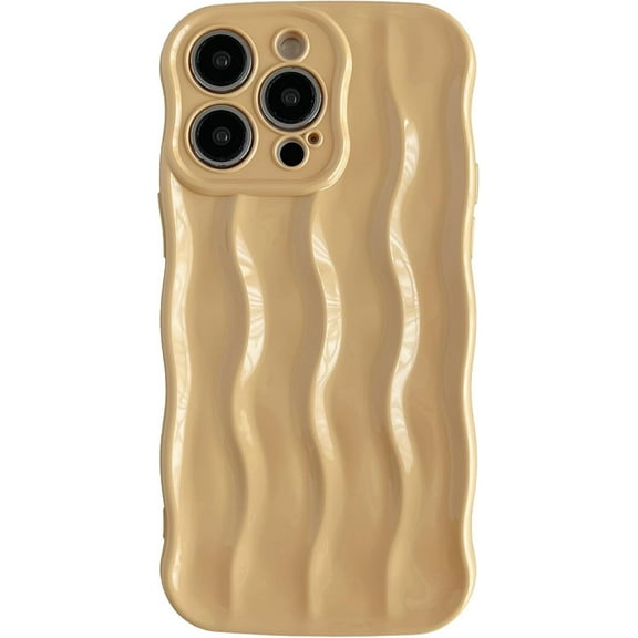 for iPhone 14 Pro Max Case,Water Ripple Pattern Curly Wave Frame Soft Compatible with iPhone Case (Khaki,iPhone 14 Pro Max)