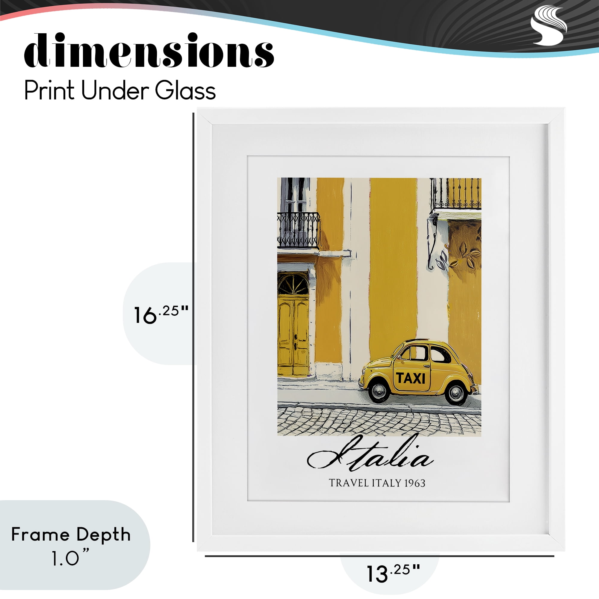 Stupell Industries Travel Italia Taxi White Framed Print Under Glass, design by Annabelle Hall