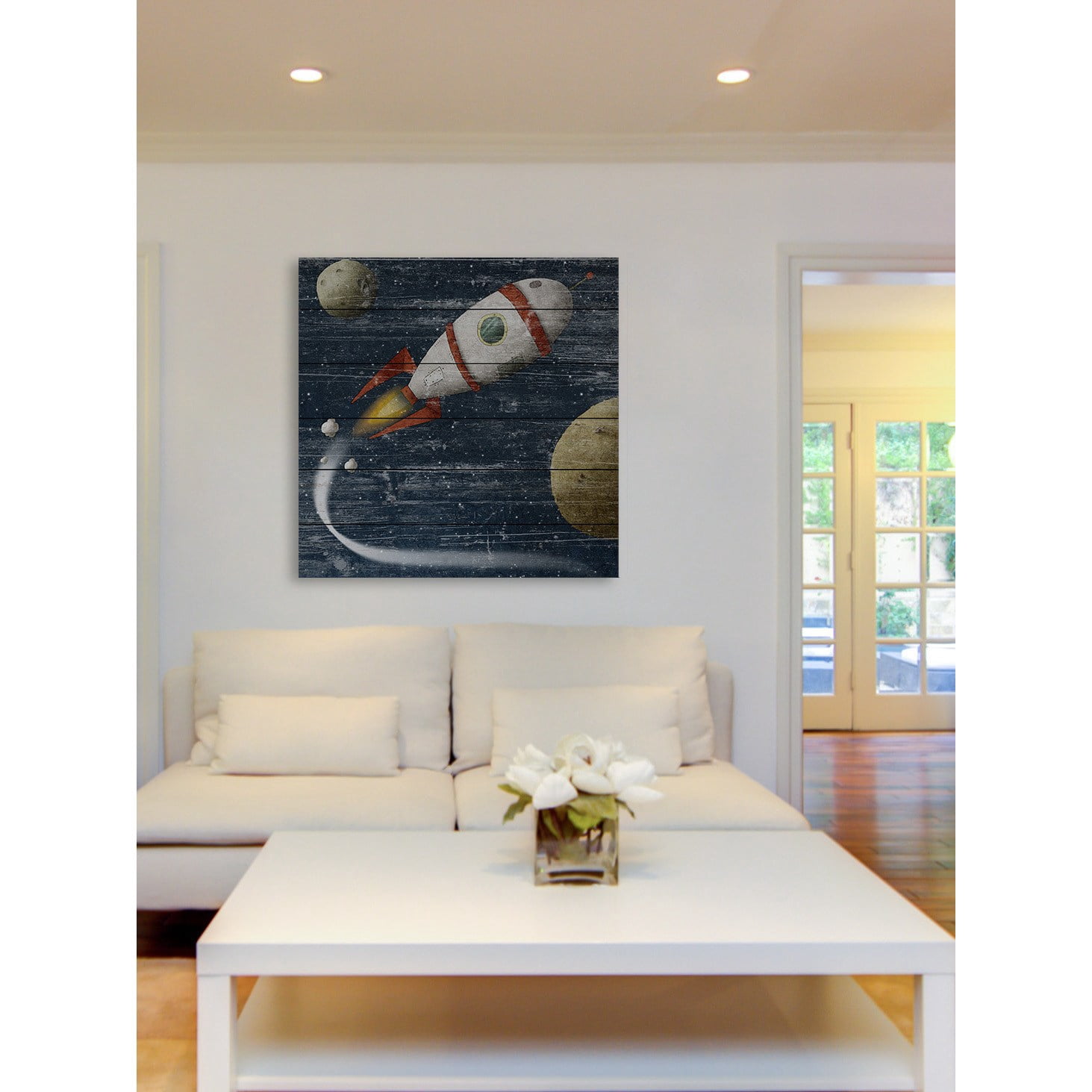 Marmont Hill - "Space Travel" Painting Print on White Wood