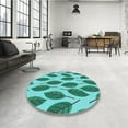 thumbnail image 3 of Ahgly Company Indoor Round Patterned Bright Turquoise Blue Area Rugs, 7' Round, 3 of 6