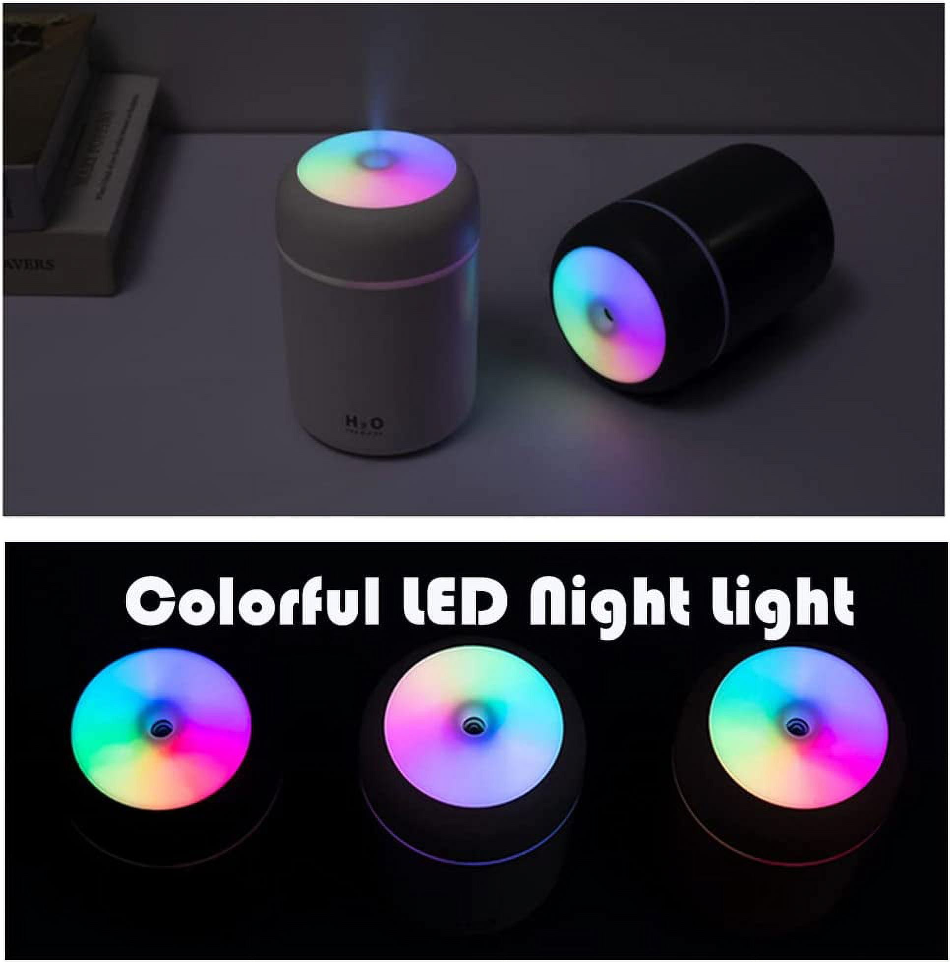  Colorful Cool Mini Humidifiers with LED Night Light, USB 300ml Mist  Humidifiers for Car Office Room Bedroom, 26db Quiet Ultrasonic Humidifiers,  Portable Diffuser for Essential Oils Gray : Home & Kitchen