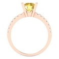 thumbnail image 4 of 1.71 ct Round Cut Simulated Yellow Diamond Solitaire with Simulated Diamond Accents 14K Rose Gold Womens Engagement Ring, 4 of 5