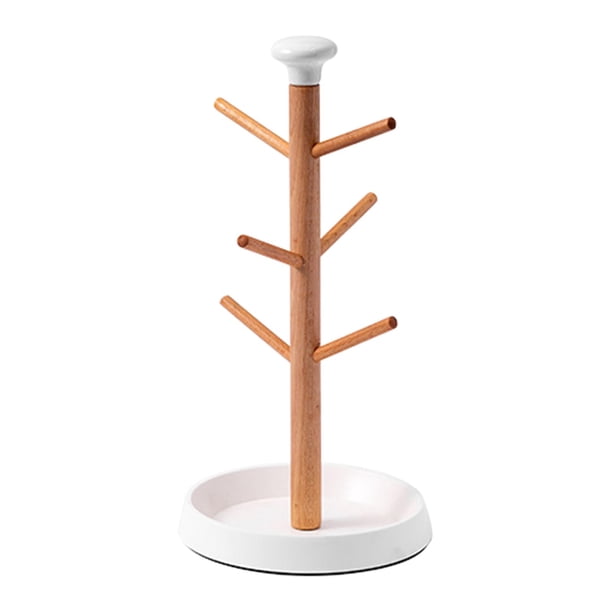 Árbol para tazas de café, soporte para vasos de vidrio, escurridor de tazas, ligero y decorativo. Base blanca