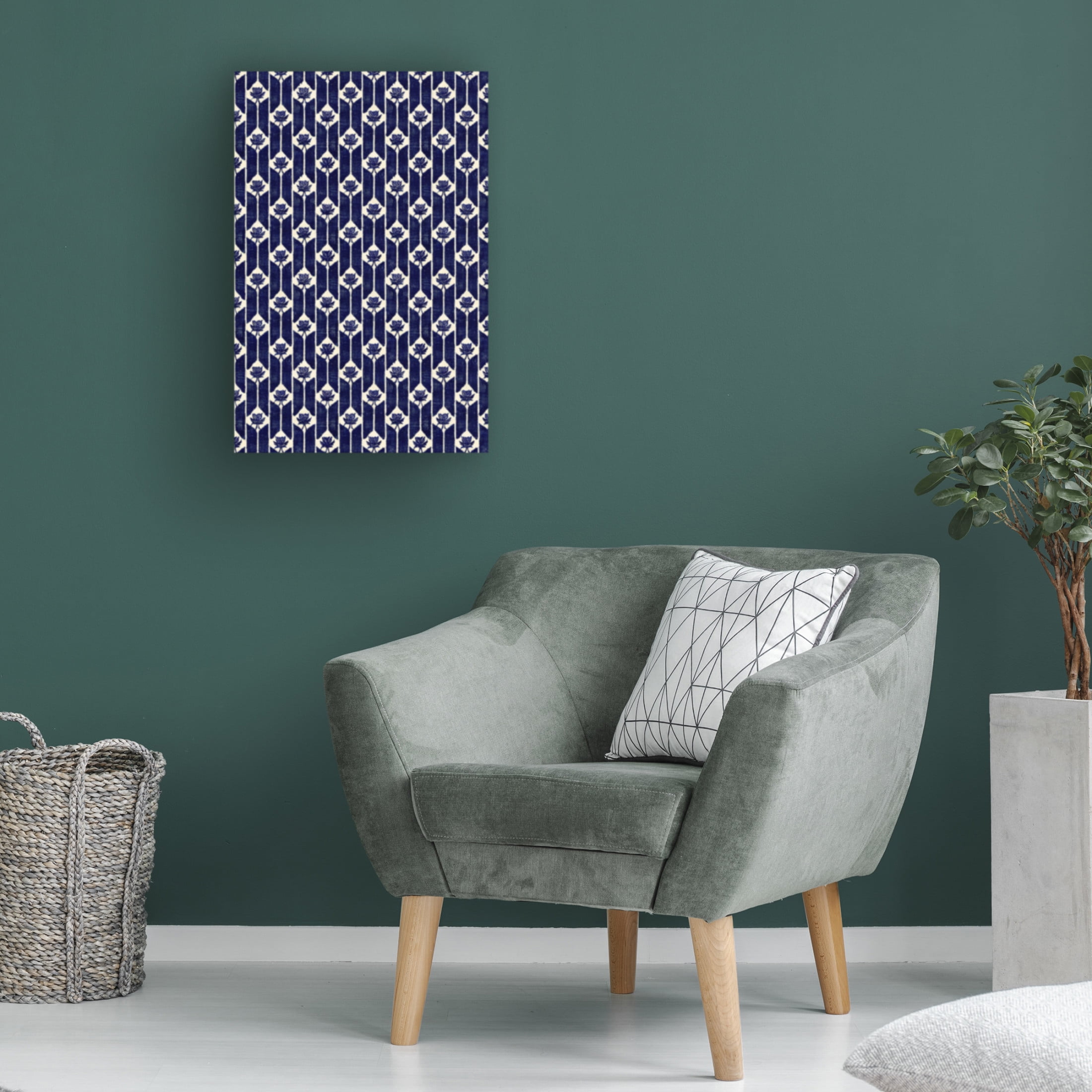 Canvas Wall Art - Treechild 'Stitches Blue Pattern' Wall Art for Living Room, Bedroom, or Office D?cor by Trademark Fine Art - 16 x 24 Inches