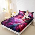 thumbnail image 3 of Manfei Dreamy Pink Nebula King Sheets,Celestial Stars Bedding,4pcs,1 Flat Sheet,1 Fitted Sheet and 2 Pillowcases, 3 of 6