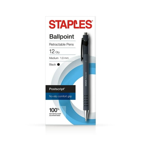 UPC: 0718103117975 | Staples Retractable Ballpoint Pens Med Pt Blk Dz 18262