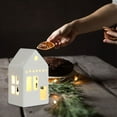 thumbnail image 6 of DAMAI Ceramic LED Lighted Christmas Village Houses, White Porcelain Village Town Houses, Lighted Holiday Tabletop Decoration, Xmas Holiday Farmhouse Rustic Decor for Home Table, 6 of 8