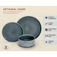 thumbnail image 2 of Vase and Vessel Ceramic Dinnerware Set, 12 Piece, Denim, Service for 4, Hearthstone Collection, 2 of 6