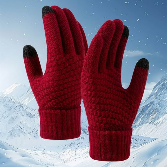 Screen Gloves Women's Winter Thickened Cold Riding Warm Knitted Wool Gloves Ski Gloves Mittens Men Gloves Mittens Toddler Gloves Mittens Women Cold Weather Gloves Mittens Combo with Pocket Mittens for