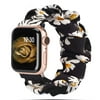 YuiYuKa Scrunchie Strap Compatible with Apple Watch Bands 40mm 44mm 42mm 38mm 42mm Ultra 49mm Elastic Nylon Band Women bracelet Solo Loop Band iWatch Series 8 7 6 5 4 3 SE - Black daisy flower