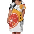 thumbnail image 3 of Tropical Fruits with Exotic Flavors Summer Sundress for Curve Women Casual Pattern Plus Size V Neck Short Sleeve Loose Fit Oversize Dresses, 3 of 6