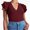Wine red, variant on Solid Color V-Neck Women Slim Fit Ruffle Shirt Tops