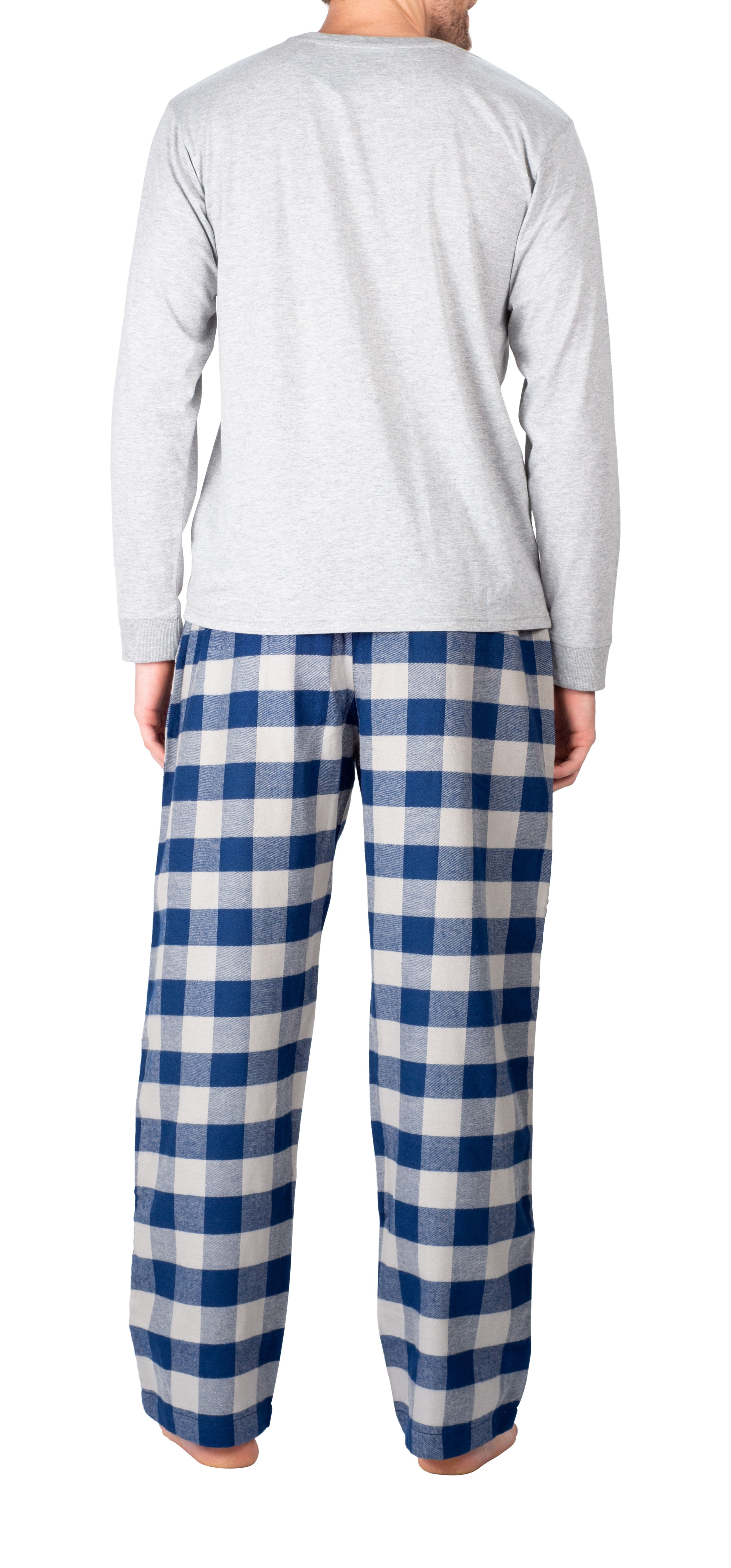 Cozy Fleece Mens Pajama Set Warm Long Sleeve Top with