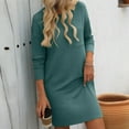 thumbnail image 4 of Kaemgyyd Womens T Shirt Dress Fall Casual Crew Neck Mini Dresses with Pocket Loose Long Sleeve Tunic Dress, 4 of 6