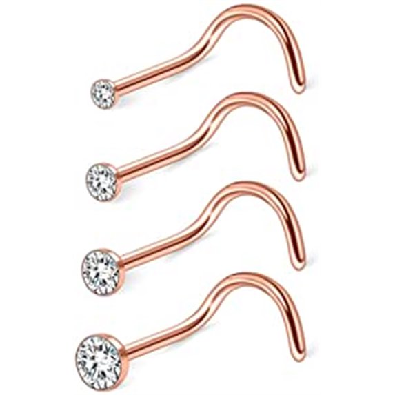 Briana Williams 18G Nose Rings Clear Diamond CZ Nose Screw Studs Rings Piercing Jewelry
