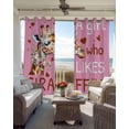 thumbnail image 3 of Giraffes Flowers Blackout Curtains 54 Inch Length 2 Panels Set for Living Room Bedroom, A Girl Who Likes Giraffes Elegant Animals Pink Room Darkening Window Curtains Thermal Black Out Curtain 52"x54", 3 of 8