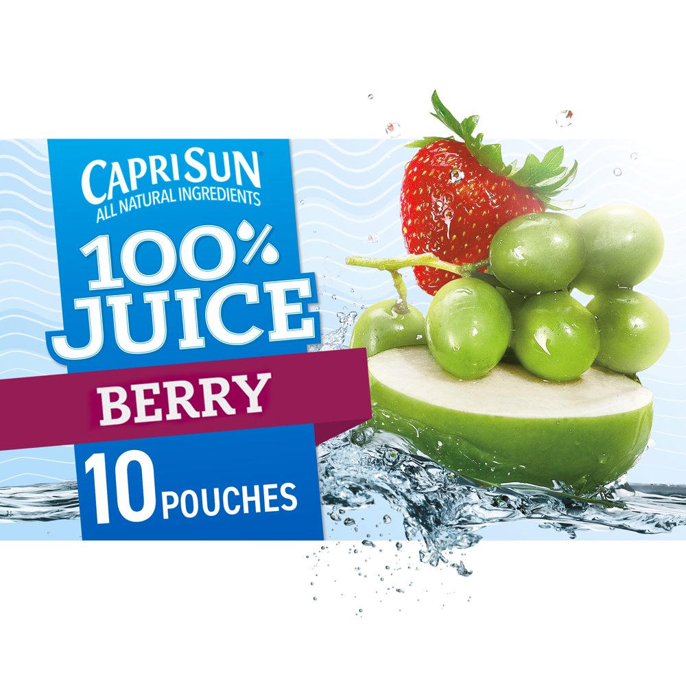 Capri Sun 100 Juice Berry Naturally Flavored Juice Blend, 10 ct Box, 6