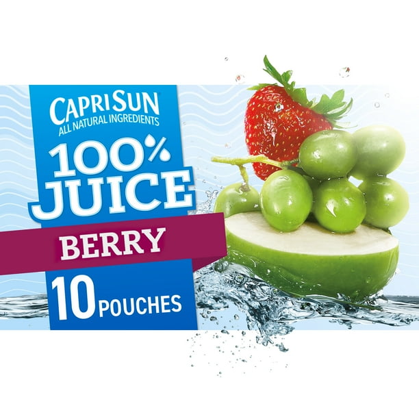 Capri Sun 100 Juice Berry Naturally Flavored Juice Blend, 10 ct Box, 6