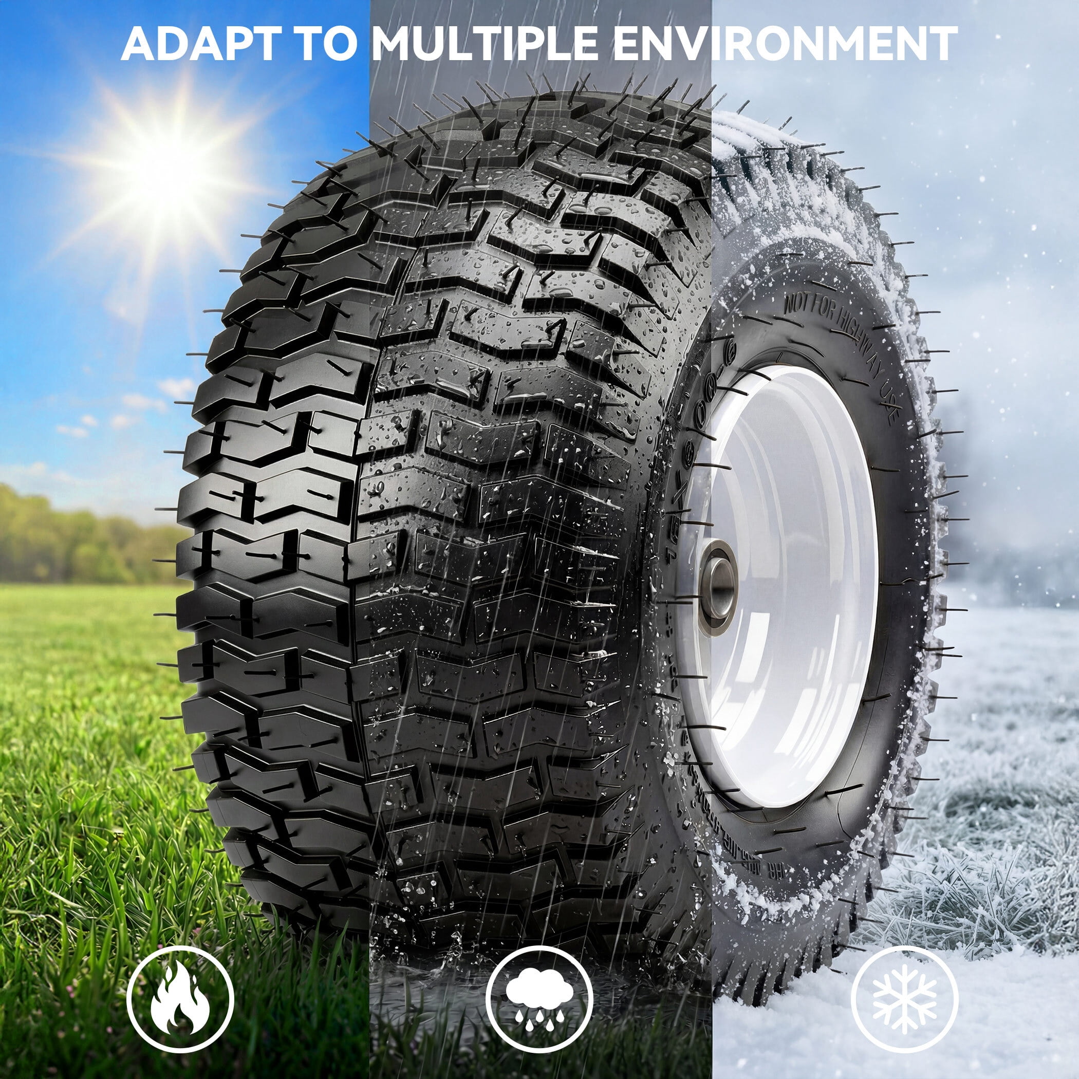 Uforic 15x6.00-6 Lawn Mower Tire & Wheel Assembly, 4 Ply Pneumatic Replacement Front Tires, 570 LBS Load Capacity, 3" Centered Hub 3/4" Bearings, Fits John Deere Riding Lawn Tractors, Set of 2