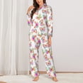thumbnail image 2 of Wukai colored butterflies Print Women’s Pajama Long Sleeve Sleepwear Soft&nbsp;-Large, 2 of 7