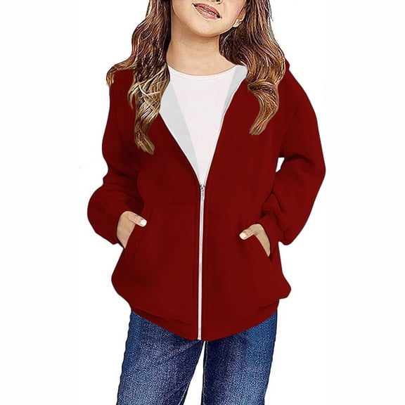 breaise Girls Zip Up Hoodie Casual Long Sleeve Jacket Lightweight Zipper Sweatshirt with Pockets 4-12Years