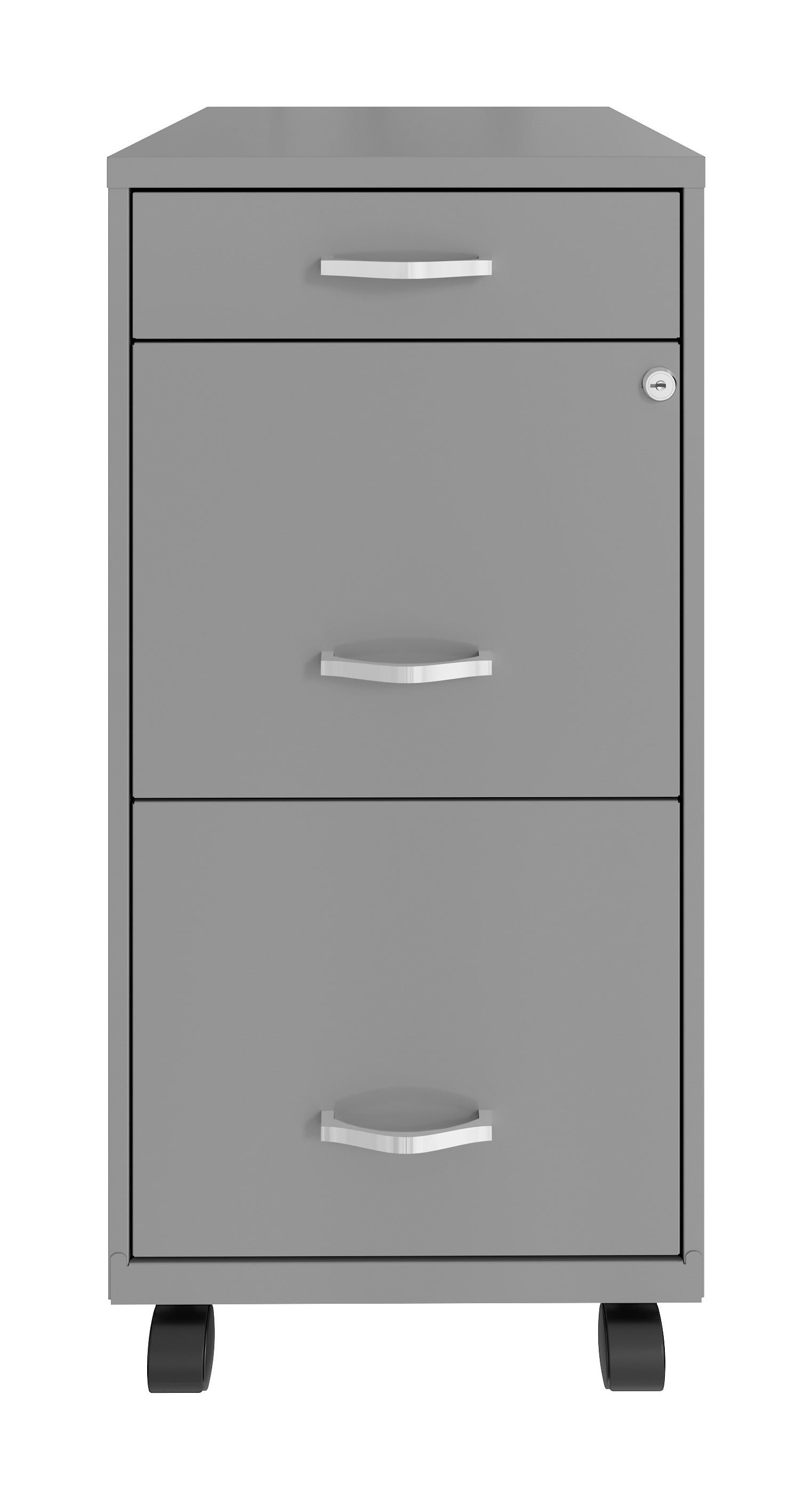 Hirsh Industries Space Solutions 18in Deep 3 Drawer Metal File Cabinet Arctic Silver Fully Assembled Letter Size 