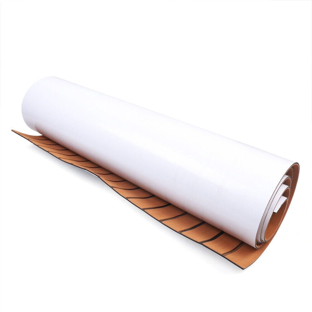 106''X35'' Eva Foam Teak Sheet, Marine Flooring Mat Yacht Decking Pad Wood Faux Teak EVA Foam Brown