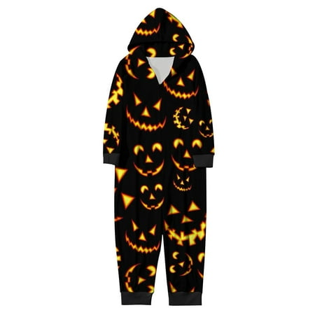 

Family Family Family Fashion Print Loose Comfortable Hooded Zipper Home Romper Pajamas (Kids Style) Kid-Black 3T