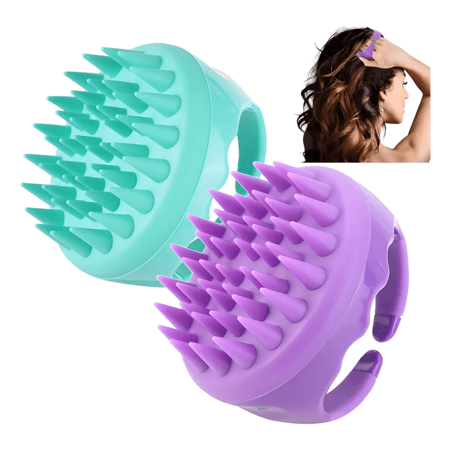 Masajeador De Cuero Cabelludo, 2 Cepillos Para Ducha Cabello Xtellar Morado Y Verde