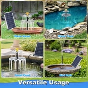 JelyHT 6W Solar Bird Bath Fountain 3-Tier Waterfall Pump with LED Lights Battery Backup for Patio Yard Garden Pond