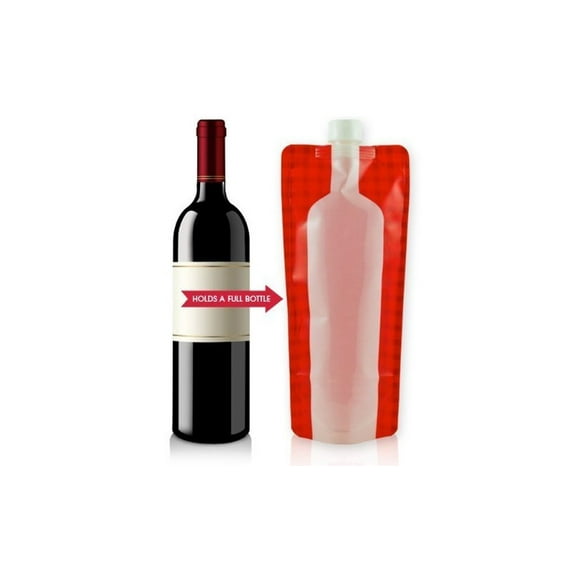 Wine on The Run™ Reusable Foldable Wine Flask Hold full 750ml Bottle of Wine - Red/White