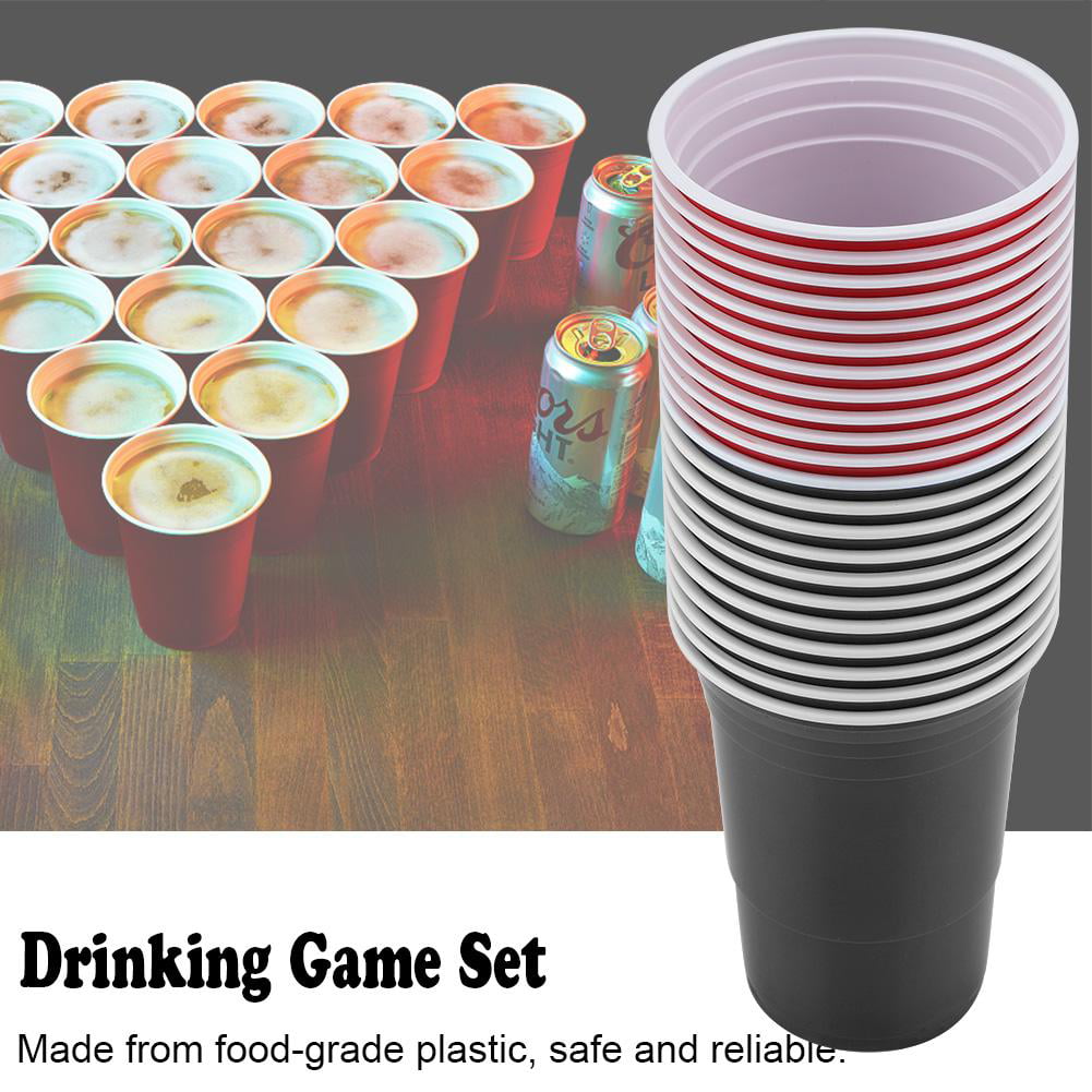 Beer Pong Set 22 tasses et 2 Ping Pong Balles Avec Construit en verres de Jeu Fête 