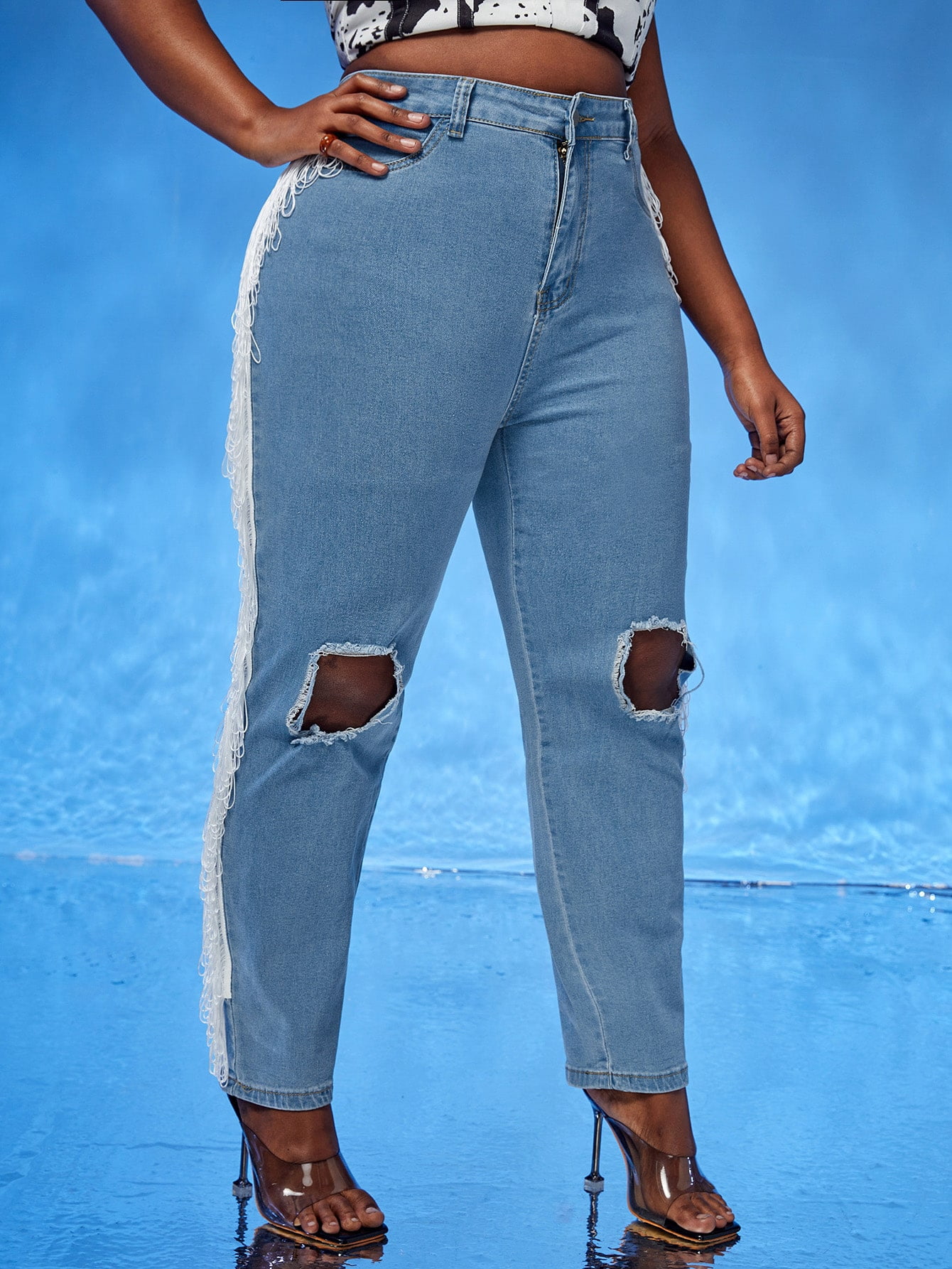 Medium Wash Women's Plus High Waist Cut 