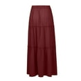 thumbnail image 4 of Women’s High Waist Tiered Maxi Skirt with Drawstring Waistband and Flowy A Line Loose Fit Long Skirt for Everyday Wear Red XL, 4 of 7